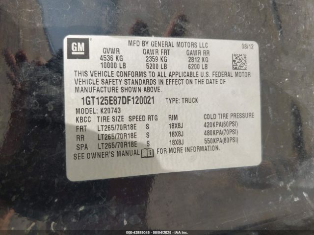 2013 GMC SIERRA 2500HD 1GT125E87DF120021 Photo 8