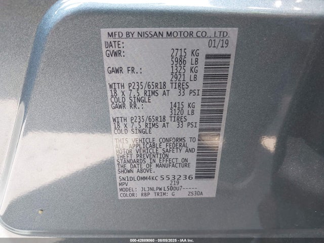 Infiniti 2019 2019 5N1DL0MM4KC553236 Image 9