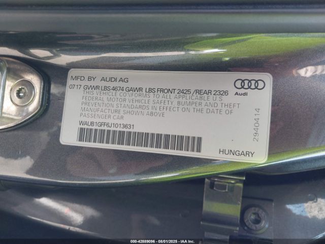2018 AUDI S3 WAUB1GFF6J1013631 Photo 8