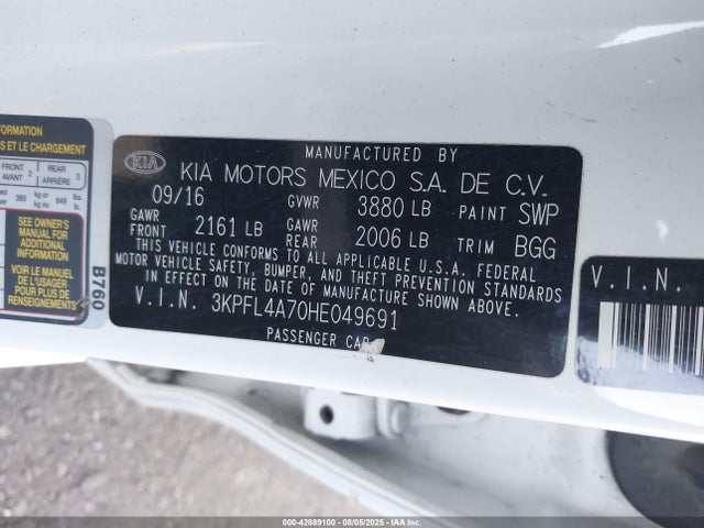 KIA mpi nu 2017 3KPFL4A70HE049691 Image 9