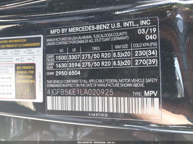 Mercedes-Benz m256 2020 4JGFB5KE1LA020925 Image 9
