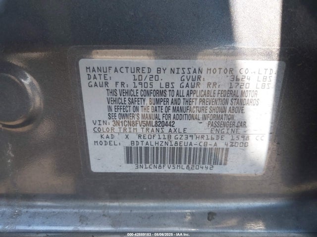 Nissan 2021 2021 3N1CN8FV5ML820442 Image 9