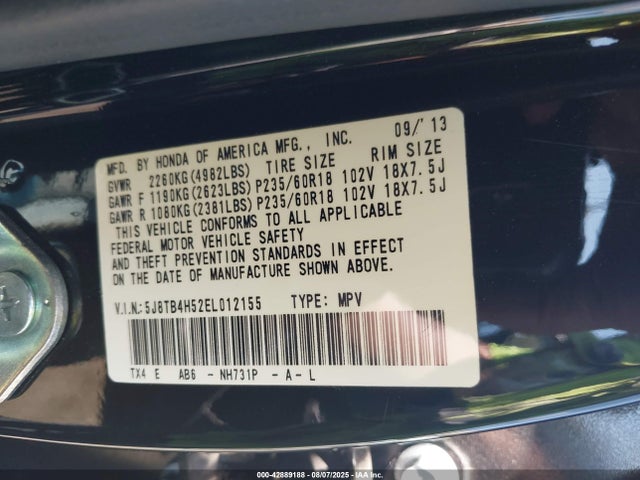 Acura j35z2 2014 5J8TB4H52EL012155 Image 9