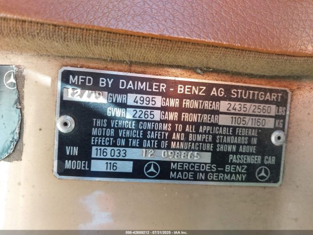 1980 MERCEDES BENZ 450SL 11603312098865 Photo 8