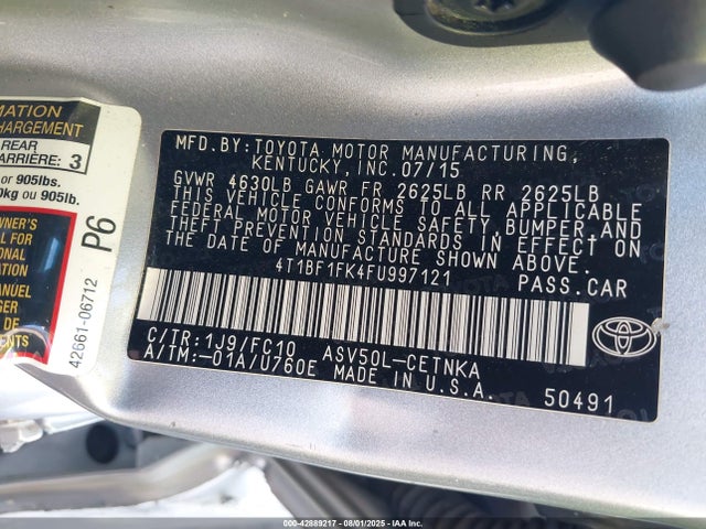 Toyota 2ar-fe 2015 4T1BF1FK4FU997121 Image 9