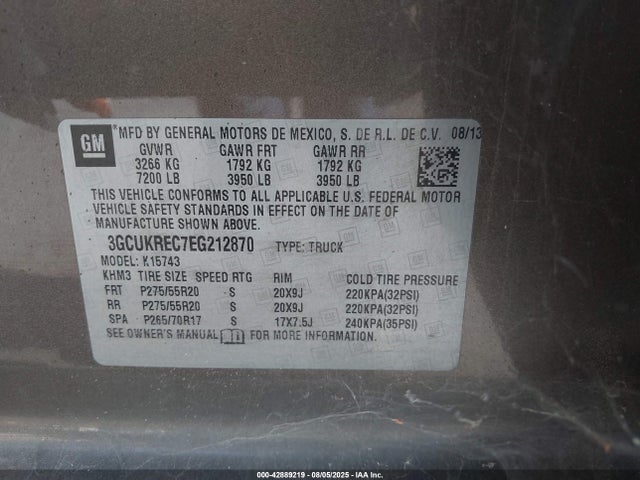 3GCUKREC7EG212870 Chevrolet l83 - vvt, afm (active fuel management), aluminum
