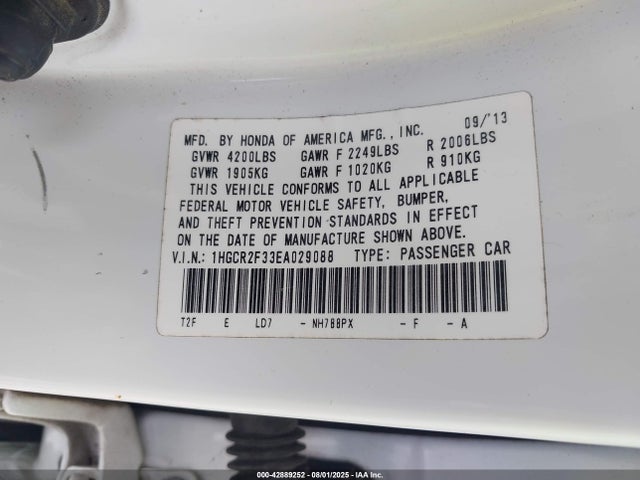 Honda k24w1 2014 1HGCR2F33EA029088 Image 9