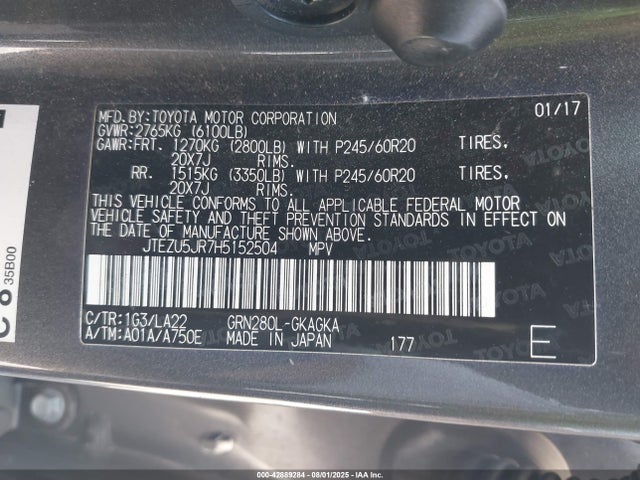 Toyota 1gr-fe 2017 JTEZU5JR7H5152504 Image 9