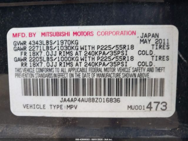 2011 MITSUBISHI OUTLANDER SPORT JA4AP4AU8BZ016836 Photo 8