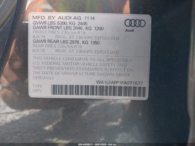 2015 AUDI Q5 WA1LFAFP1FA071677 Photo 8