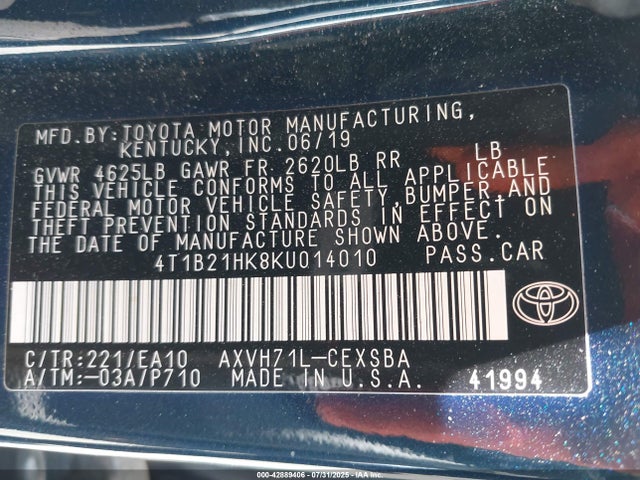 4T1B21HK8KU014010 Toyota a25a-fxs port+direct