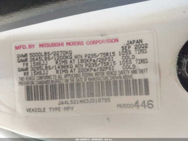 2003 MITSUBISHI MONTERO SPORT JA4LS21HX3J018795 Photo 8