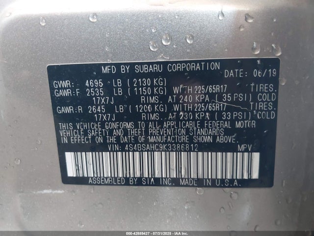 4S4BSAHC9K3386812 Subaru na u5