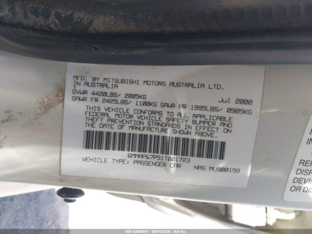 2001 MITSUBISHI DIAMANTE 6MMAP67P51T001723 Photo 8