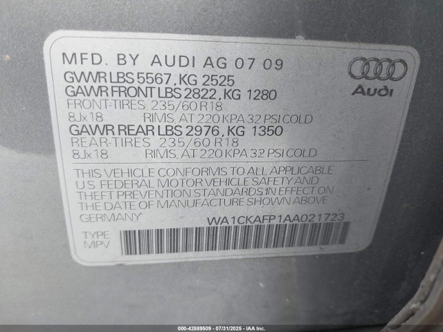 2010 AUDI Q5 WA1CKAFP1AA021723 Photo 8