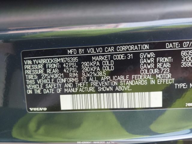 2021 VOLVO XC90 RECHARGE PLUG-IN HYBRID YV4BR0CK6M1676395 Photo 8