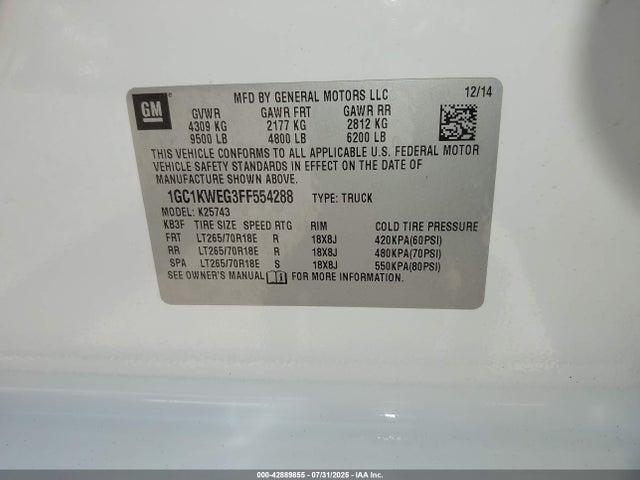 1GC1KWEG3FF554288 Chevrolet l96