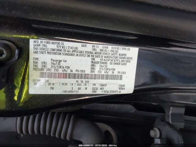 Ford 2015 2015 1FADP3F27FL381365 Image 9
