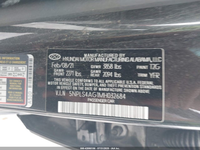 5NPLS4AG1MH032684 Hyundai mpi nu pe
