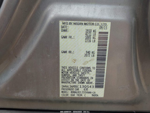 1N4AL3AP0EC130543 Nissan 2014