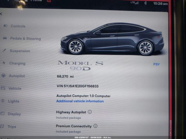 2016 TESLA MODEL S 5YJSA1E20GF156833 Photo 6