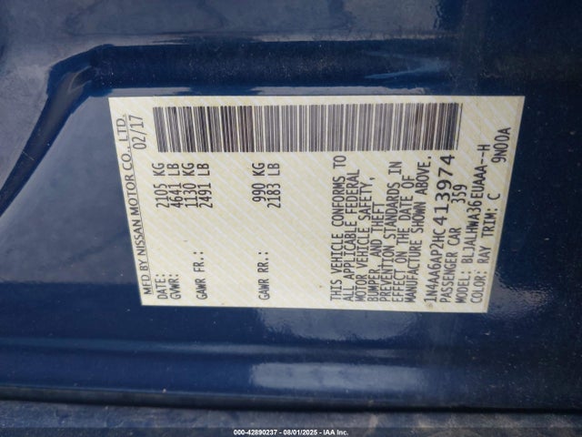 Nissan Maxima 2017 1N4AA6AP2HC413974 Image 9