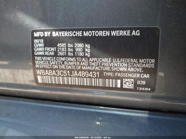 BMW 320i 2018 WBA8A3C51JA489431 Image 9