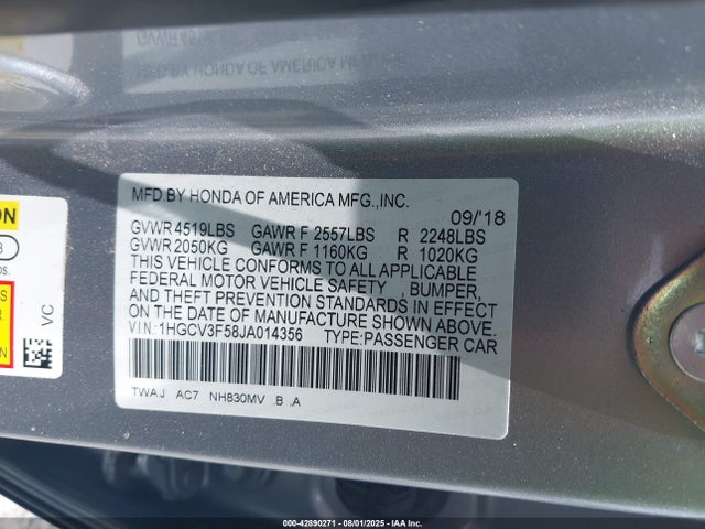 1HGCV3F58JA014356 Honda lfb1/lfb2