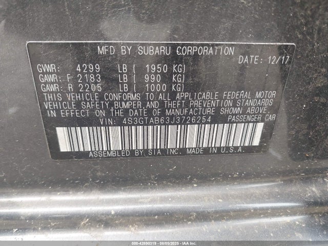 4S3GTAB63J3726254 Subaru Impreza