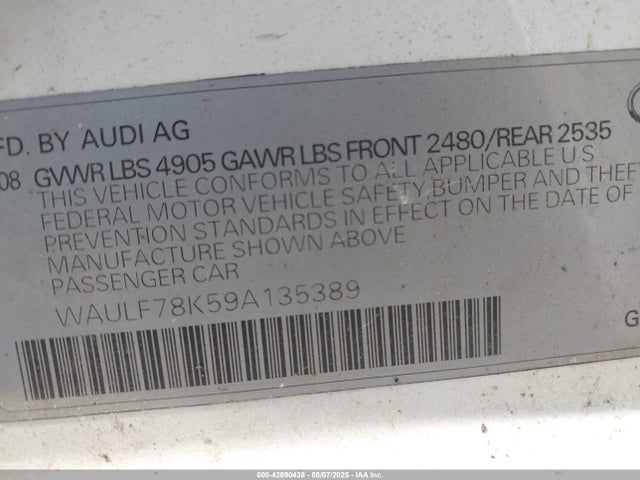 2009 AUDI A4 WAULF78K59A135389 Photo 8