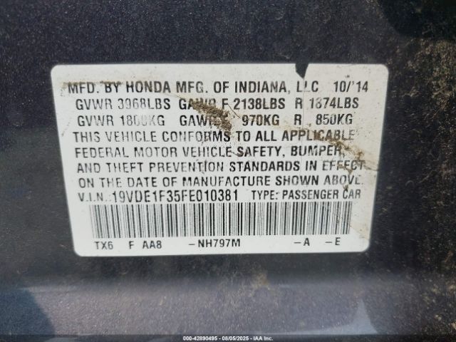 2015 ACURA ILX 19VDE1F35FE010381 Photo 8