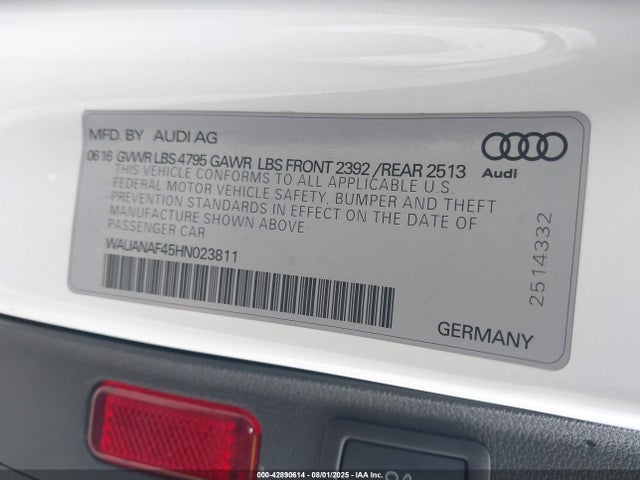 2017 AUDI A4 WAUANAF45HN023811 Photo 8