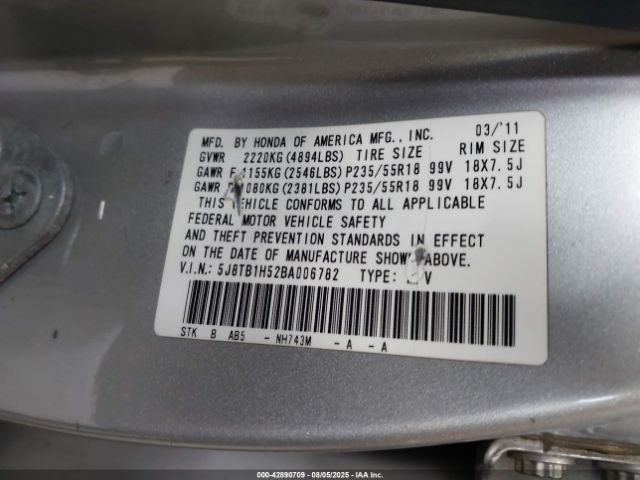 2011 ACURA RDX 5J8TB1H52BA006782 Photo 8