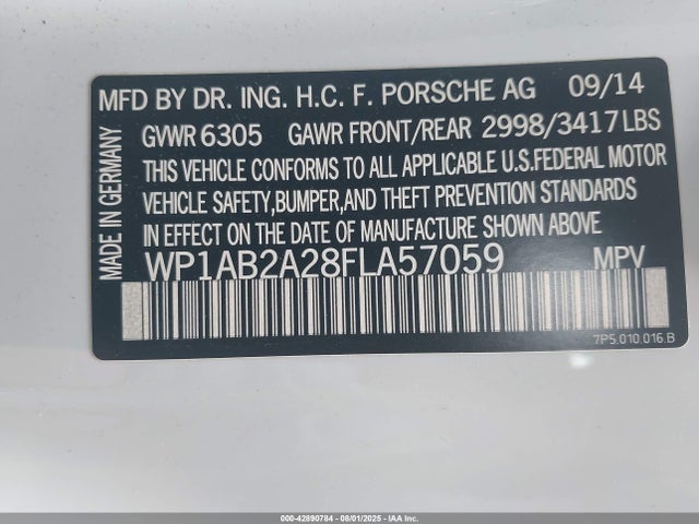 Porsche Cayenne 2015 WP1AB2A28FLA57059 Image 9