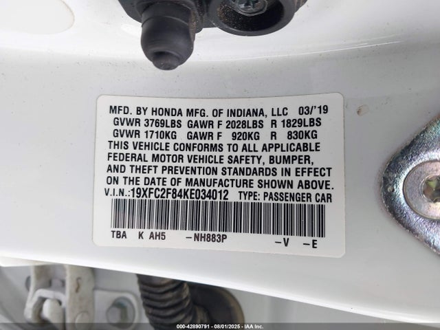 Honda k20c2 2019 19XFC2F84KE034012 Image 9