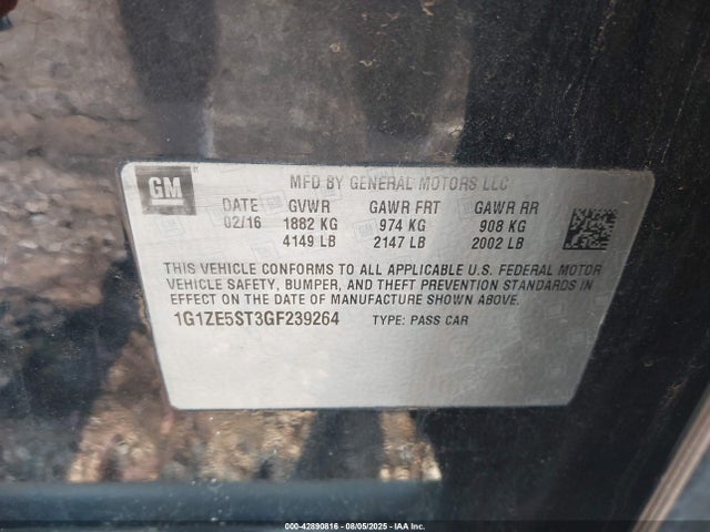 1G1ZE5ST3GF239264 Chevrolet lfv - di: direct injection, vvt, gen1 gmna