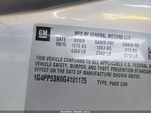 1G4PP5SK6G4101175 Buick lea - gas/alc, sidi, alum, ho