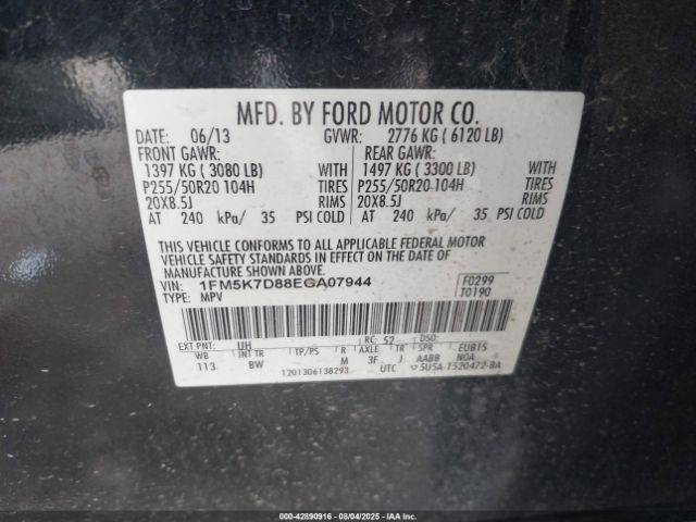 2014 FORD EXPLORER 1FM5K7D88EGA07944 Photo 8