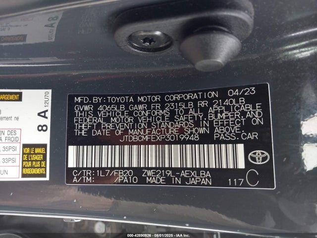 Toyota 2zr-fxe, 1vm 2023 JTDBCMFEXP3019948 Image 9