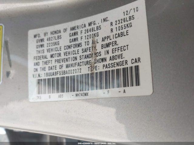 Aukcja sprzedaży 2011 Acura Tl 3.7, vin: 19UUA9F55BA002072, numer aukcji: 42890978
