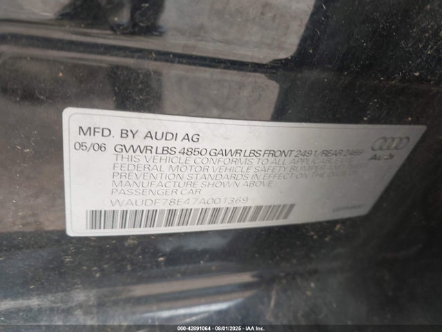 2007 AUDI A4 WAUDF78E47A001369 Photo 8