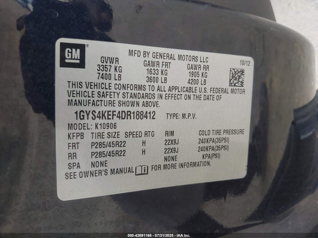 2013 CADILLAC ESCALADE ESV 1GYS4KEF4DR188412 Photo 8