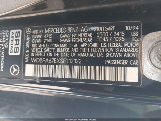1995 MERCEDES-BENZ SL WDBFA67EXSF112122 Photo 8