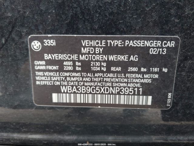 2013 BMW 335I WBA3B9G5XDNP39511 Photo 8