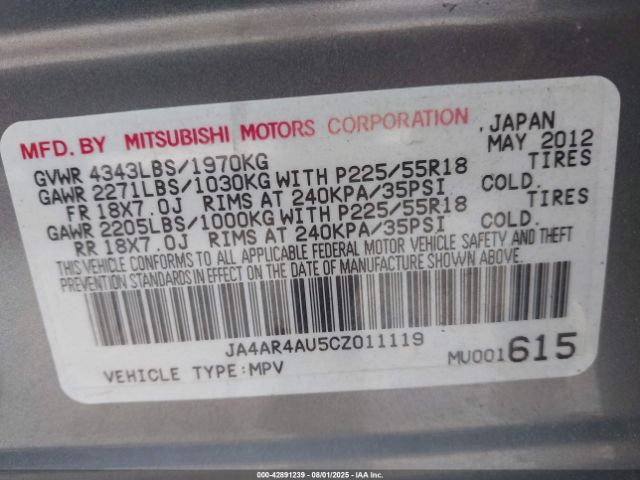 2012 MITSUBISHI OUTLANDER SPORT JA4AR4AU5CZ011119 Photo 8