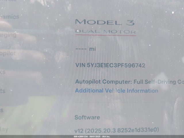 5YJ3E1EC3PF596742 Tesla 2023