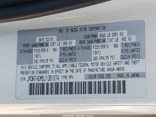 JM3KFADM5J1381874 Mazda py cylinder deactivation