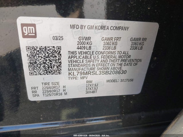 KL79MRSL3SB208630 Chevrolet l3t