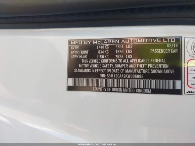 2019 MCLAREN 570GT SBM13GAA9KW006088 Photo 8