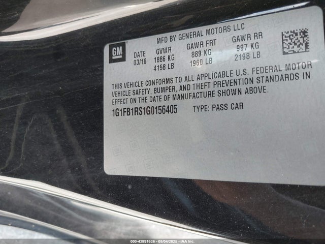 1G1FB1RS1G0156405 Chevrolet lgx - di: direct injection, vvt, alum, gen 2